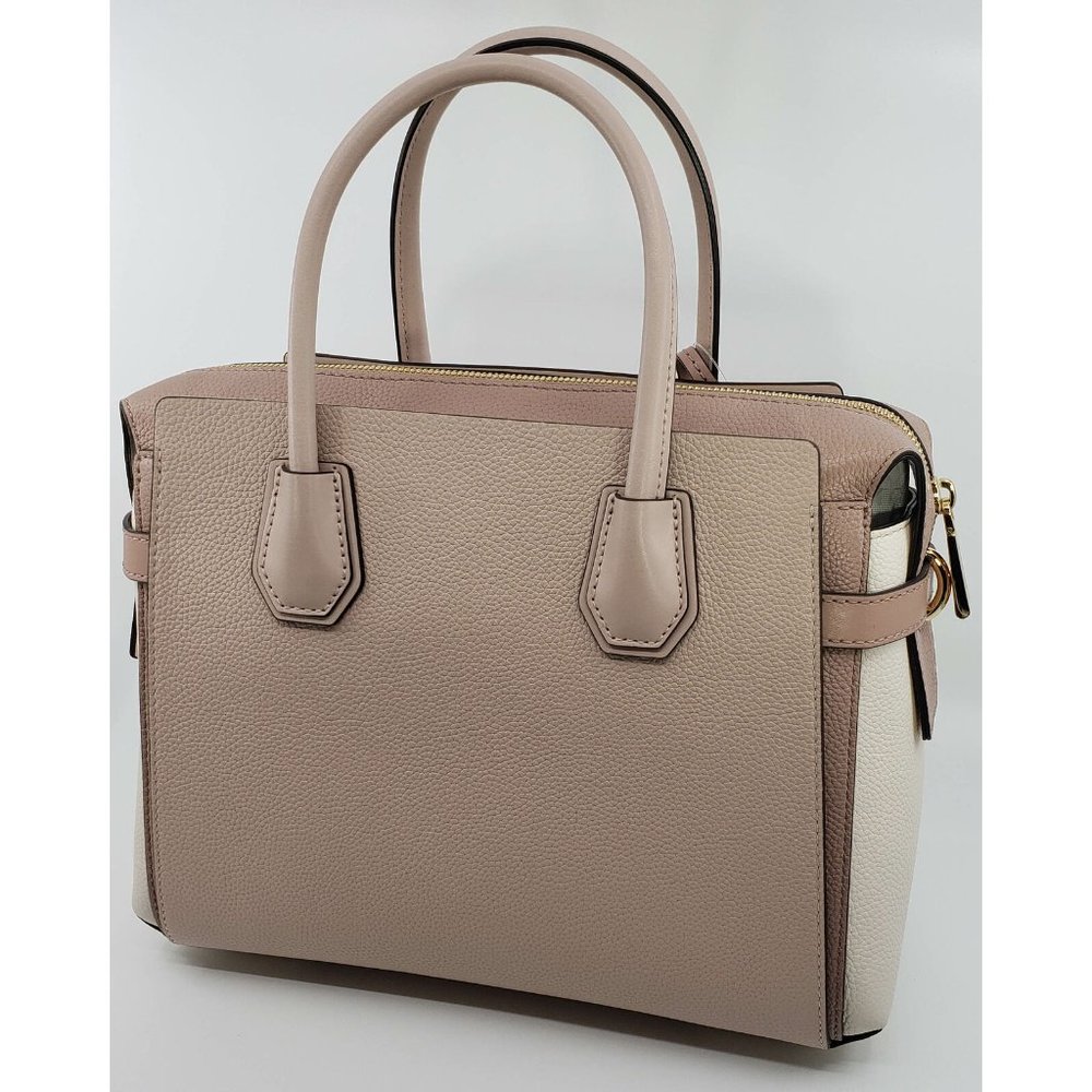 New Michael Kors Mercer Medium Tri-Color Pebbled Leather Belted Satchel $358.00 - Picture 3 of 7